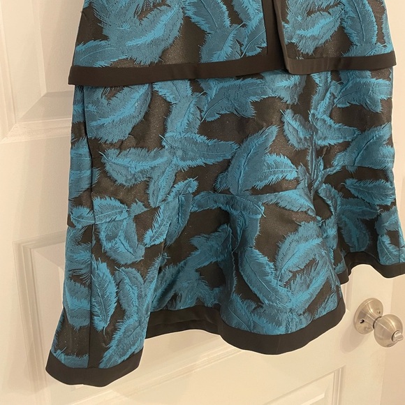 BCBGMaxAzria Suni Jacquard Black Teal Fit & Flare Dress - Picture 3 of 8